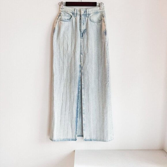 Triarchy Light Wash Rhinestone Stripe Maxi Skirt 25 - Picture 8 of 9